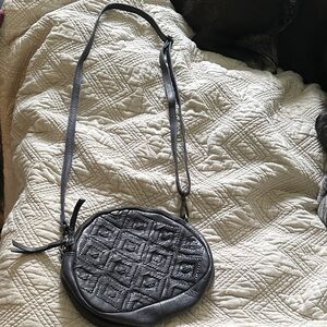 Navy Quilted Leather Crossbody Bag